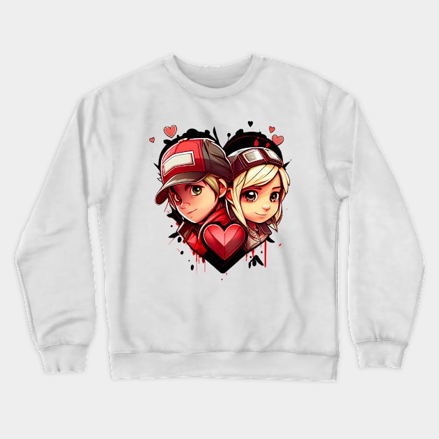 Young couple in love with a baseball cap Crewneck Sweatshirt by MLArtifex